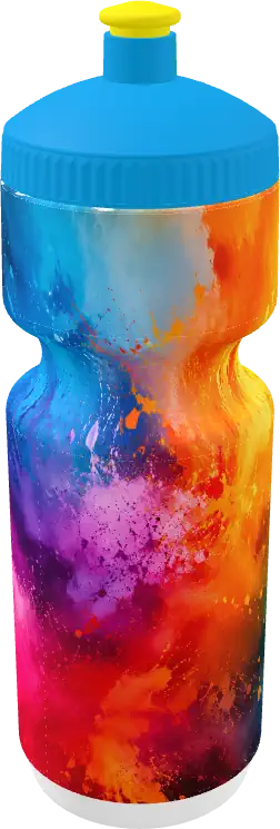750-ml-Trinkflasche mit farbigem CMYK-Digitaldruck und blauem Deckel