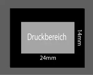 Druckbereich der Mini-Klingel mit 24 mal 14 Millimetern