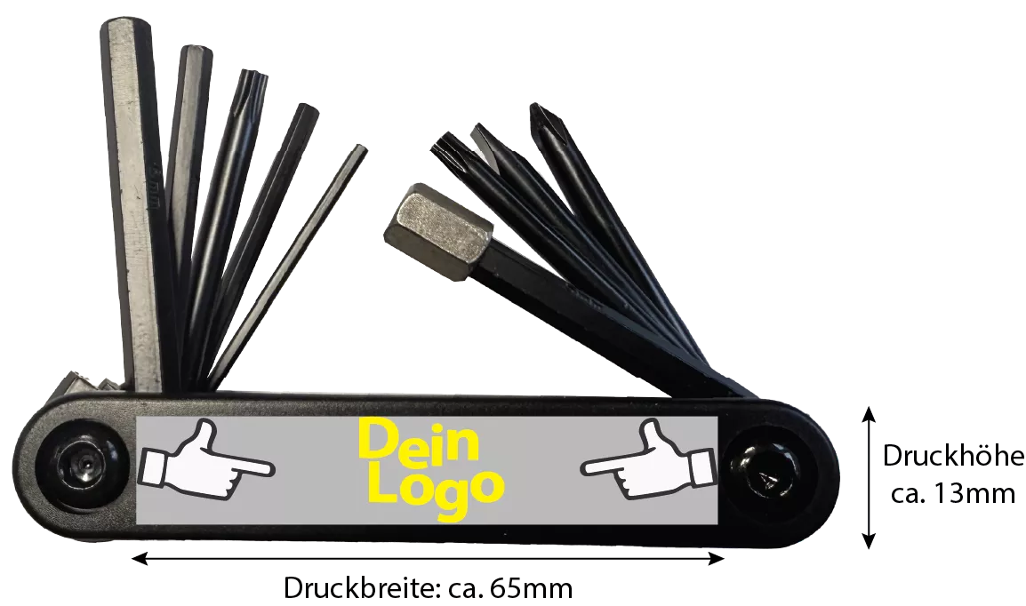 Druckbereich des 10-teiligen Multi-Tools mit eigenem Logo